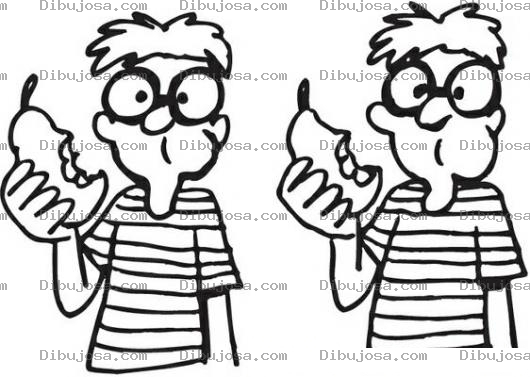 Dibujo para colorear Hermanos Gemelos Comiendo Peras Para Pintar Y Colorear Dibujo De Jimaguas