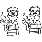 Dibujo para colorear Hermanos Gemelos Comiendo Peras Para Pintar Y Colorear Dibujo De Jimaguas