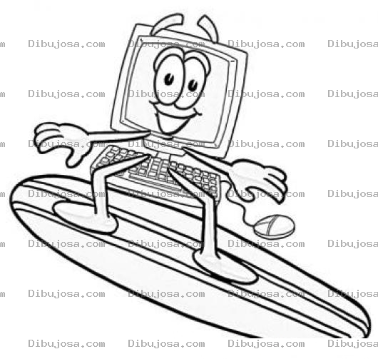 Dibujo para colorear Dibujo De Computador Con Tabla De Surf Pra Pintar Y Colorear Pc Surfeando