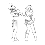 Dibujo para colorear Dibujo De Mujeres Boxeadoras Para Pintar Y Colorear Peleadoras De Kickboxing