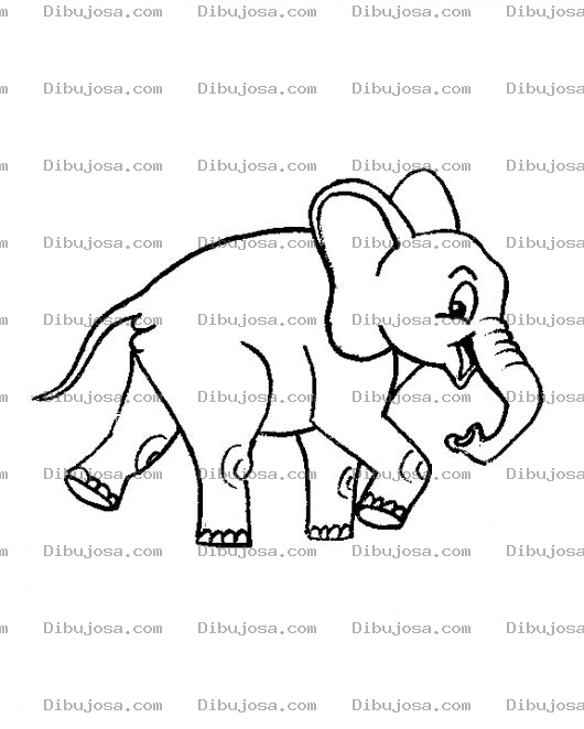 Dibujo para colorear Dibujo De Elefantito Feliz Para Pintar Y Colorear