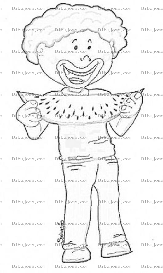Dibujo para colorear Dibujo Del Negrito Sandia Para Pintar Y Colorear Negrito Comiendo Una Sandia