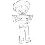 Dibujo para colorear Dibujo Del Negrito Sandia Para Pintar Y Colorear Negrito Comiendo Una Sandia