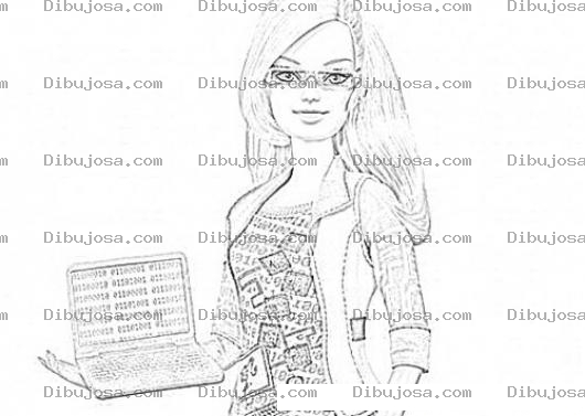 Dibujo para colorear Dibujo De Barbie Con Laptop Para Pintar Y Colorear