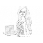 Dibujo para colorear Dibujo De Barbie Con Laptop Para Pintar Y Colorear