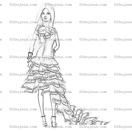 Dibujo para colorear Dibujo De Barbie Con Vestidito Para Pintar Y Colorear