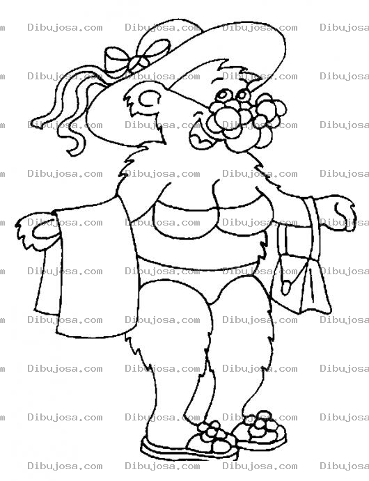 Dibujo para colorear Dibujo De Osa En Calzoneta Para Pintar Y Colorear A Mamaoso En Bikini