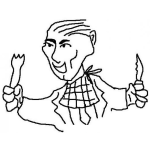 Dibujo para colorear Dibujo De Hombre Hambriento Con Tenedor Y Cuchillo Para Pintar Y Colorear