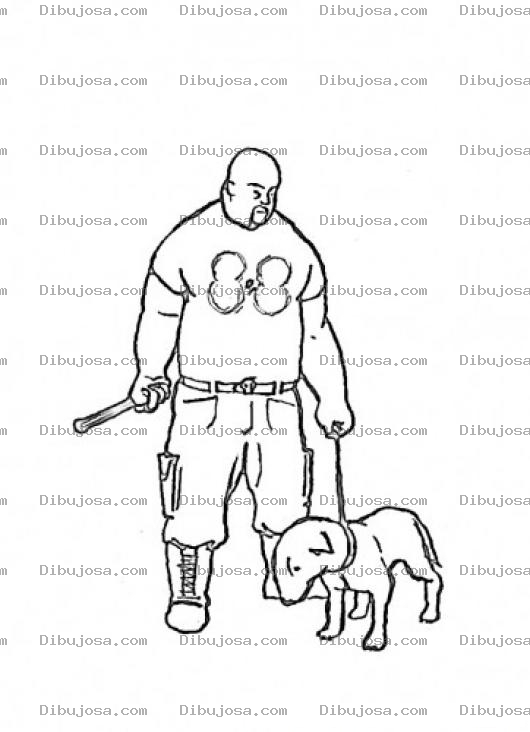 Dibujo para colorear Dibujo De Hombre Con Perro Para Pintar Y Colorear