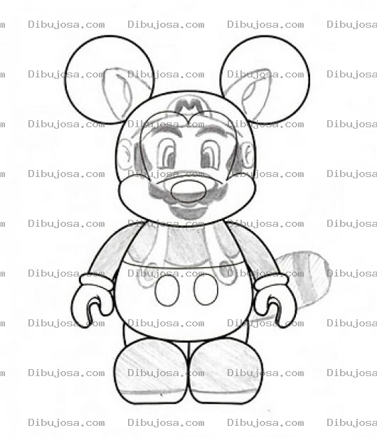 Dibujo para colorear Dibujo De Mario Bros Con Traje De Mickey Mouse Para Pintar Y Colorear