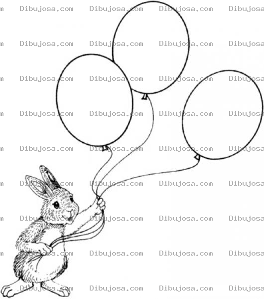 Dibujo para colorear Dibujo De Conejo Con Globos Para Pintar Y Colorear
