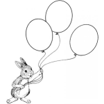 Dibujo para colorear Dibujo De Conejo Con Globos Para Pintar Y Colorear
