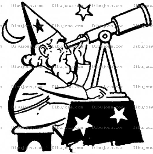 Dibujo para colorear Dibujo De Astronomo Viendo Las Estrellas Con Telescopio Para Pintar Y Colorear