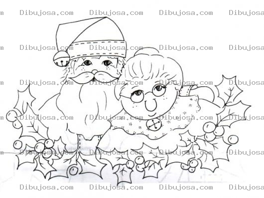 Dibujo para colorear Santa Claus Y Mama Claus Para Pintar Y Colorear