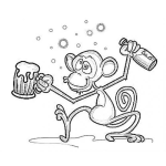Dibujo para colorear Dibujo De Mono Borracho Para Pintar Y Colorear Mico Ebrio