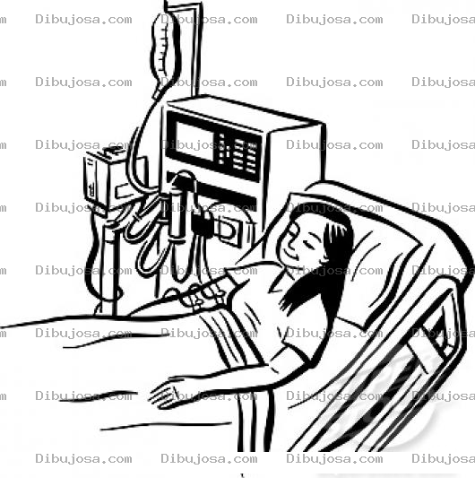 Dibujo para colorear Dibujo De Mujer En Cama De Hospital En Sala De Intensivos Para Pintar Y Colorear