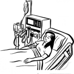 Dibujo para colorear Dibujo De Mujer En Cama De Hospital En Sala De Intensivos Para Pintar Y Colorear