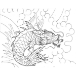 Dibujo para colorear Dibujo De Dragon Chino Con Cuerpo De Pescado Para Pintar Y Colorear