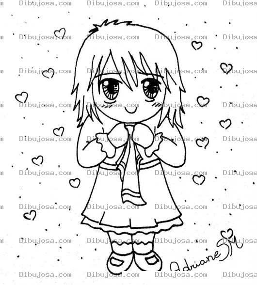 Dibujo para colorear Chiquilla Enamorada Para Pintar Y Colorear