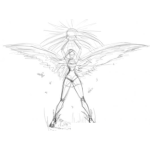 Dibujo para colorear Dibujo De Chica Angel Tomando El Sol En Sus Manos Para Pintar Y Colorear