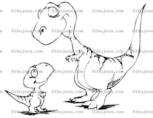 Dibujo para colorear Dibujo De Papa Dinosaurio Con Si Hijo Dinosaurito Para Pintar Y Colorear