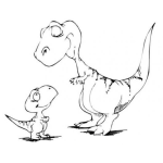 Dibujo para colorear Dibujo De Papa Dinosaurio Con Si Hijo Dinosaurito Para Pintar Y Colorear