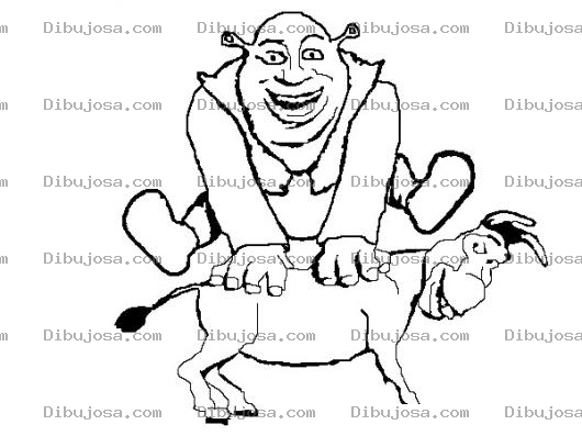 Dibujo para colorear Dibujo De Shrek Y Burro Para Pintar Y Colorear