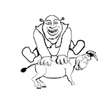 Dibujo para colorear Dibujo De Shrek Y Burro Para Pintar Y Colorear