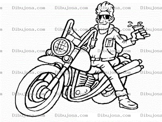 Dibujo para colorear Dibujo De Motorista En Harley Davidson Para Pintar Y Colorear