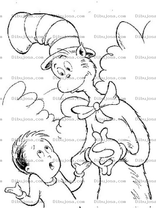Dibujo para colorear Dibujo Del Doctor Seus Con Un Chico Para Pintar Y Colorear