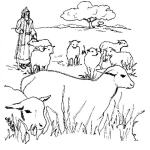 Dibujo para colorear Dibujo De Pastor Con Sus Ovejas Para Pintar Y Colorear