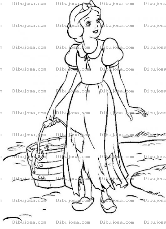 Dibujo para colorear Dibujo De Blancanieves Con Vestido Viejo Y Roto Para Pintar Y Colorear