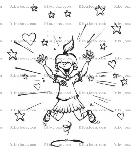 Dibujo para colorear Chica Enamoradisima Para Pintar Y Colorear Mujer Feliz Saltando De Amor