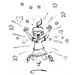 Dibujo para colorear Chica Enamoradisima Para Pintar Y Colorear Mujer Feliz Saltando De Amor