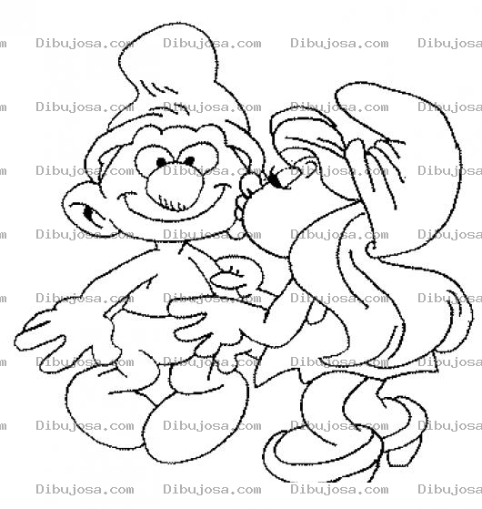 Dibujo para colorear Beso De Pitufina Para Pintar Y Colorear