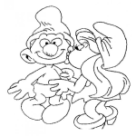 Dibujo para colorear Beso De Pitufina Para Pintar Y Colorear