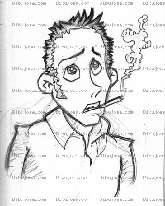 Dibujo para colorear Dibujo De Muchacho Fumador Para Pintar Y Colorear