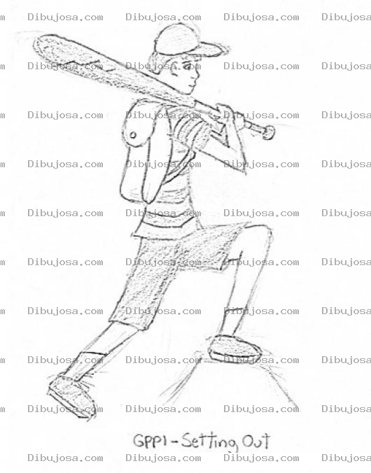 Dibujo para colorear Estudiante Con Bate De Base Ball Para Pintar Y Colorear Chico Con Bate De Beis