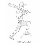 Dibujo para colorear Estudiante Con Bate De Base Ball Para Pintar Y Colorear Chico Con Bate De Beis