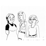 Dibujo para colorear Tres Chicas Universitarias Para Pintar Y Colorear