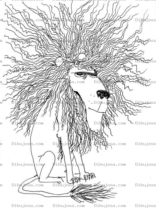 Dibujo para colorear Dibujo De Leon Despeinado Para Pintar Y Colorear Leon Electrocutado