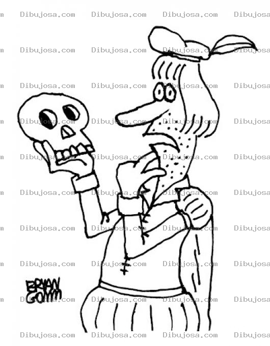 Dibujo para colorear Dibujo De Hombre Asustado Por La Muerte Para Pintar Y Colorear