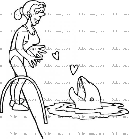 Dibujo para colorear Dibujo De Entrenadora Y Delfin Enamorados Para Pintar Y Colorear