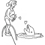 Dibujo para colorear Dibujo De Entrenadora Y Delfin Enamorados Para Pintar Y Colorear