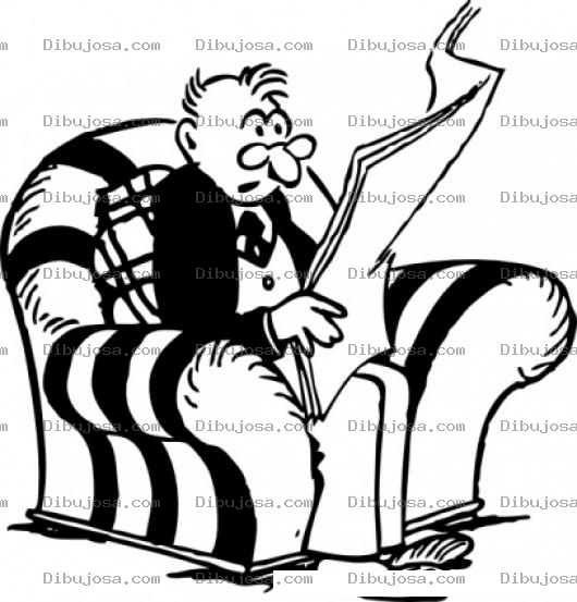 Dibujo para colorear Papa Leyendo El Periodico En El Sofa Para Pintar Y Colorear