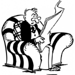 Dibujo para colorear Papa Leyendo El Periodico En El Sofa Para Pintar Y Colorear