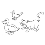 Pato Pajaro Y Gato Para Puntar Y Colorear