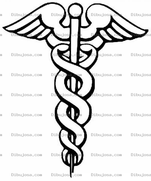 Dibujo para colorear Simbolo De La Medicina Llamado Baston De Esculapio O Caduceo Para Pintar Y Colorear