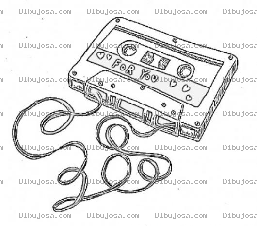 Dibujo para colorear Dibujo De Un Cassette De Musica Para Pintar Y Colorear