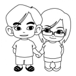 Dibujo para colorear Amigo Y Amiga Para Pintar Y Colorear